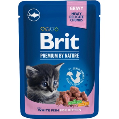 Brit Premium By Nature Kitten kousky s bílou rybou v omáčce 100 g