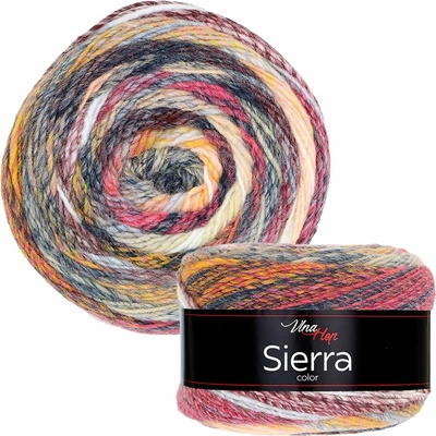 Pletací / háčkovací příze Vlna-Hep SIERRA 7212 smetanovo-růžovo-červená, melírovaná, efektní 150g/450m
