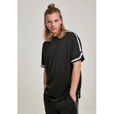 Urban Classics Мъжка тениска в черно Urban Classics Oversized Stripes MeshUB-TB2890-00007 - Черен, размер S