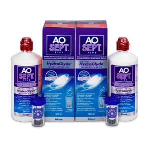 Alcon Разтвор AO SEPT PLUS HydraGlyde 2x360 ml - leshti