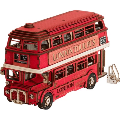 Robotime Дървен 3D пъзел Robo Time от 245 части - Лондонски автобус (TGM02)