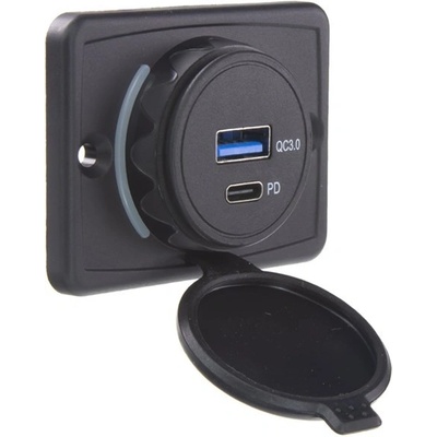 STU 34661.6 USB QC3.0 + USB-C PD3.0 zásuvka 12/24V, montáž na povrch