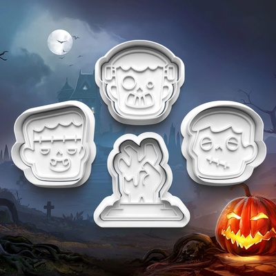 Halloween - Sada 4ks vykrajovačiek s pečiatkou
