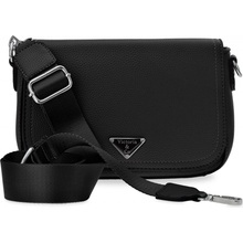 Victoria&co klasická crossbody postbag prostorná pevná dámská kabelka s širokým látkovým popruhem černá