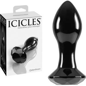 Анален плъг от стъкло, черен диамант, 9, 1см. - Icicles №78 (D-230646)