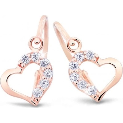 Cutie Diamonds detské srdiečkové náušnice z ružového zlata s briliantmi DC2757-10-00-X-4