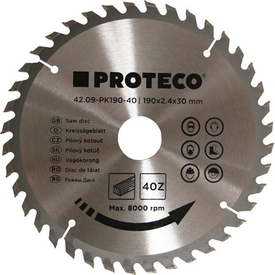 Proteco kotouč pilový SK 190x2.4x30 40z + redukce 30/20 mm 42.09-PK190-40