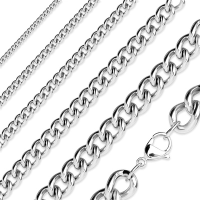 Šperky eshop Řetízek z chirurgické oceli, lesklá elipsovitá očka, stříbrná barva AB03.13