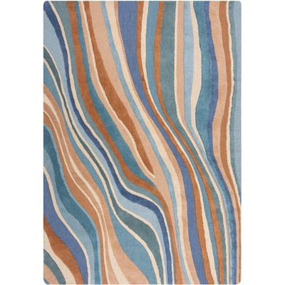 Flair Rugs Син ръчно изработен вълнен килим 160x230 cm Abstract Flow - Flair Rugs (503119377390)