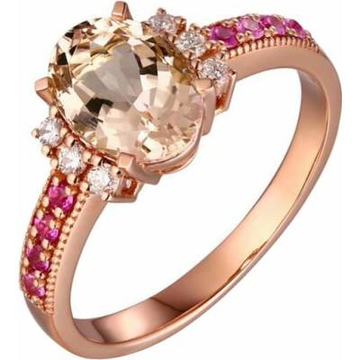 Eppi Morganitový zlatý prsteň so zafírmi a diamantmi Hanih R32963