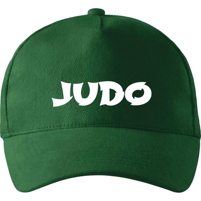 Judo nápis + postavy so zahnutým šiltom a látkovou sponou Fľaškovozelená