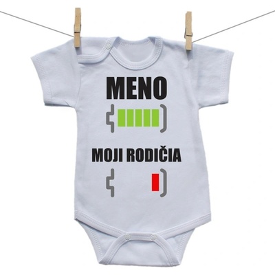 Boodyy Body s krátkym rukávom Batéria nabitá vybitá rodičia s menom