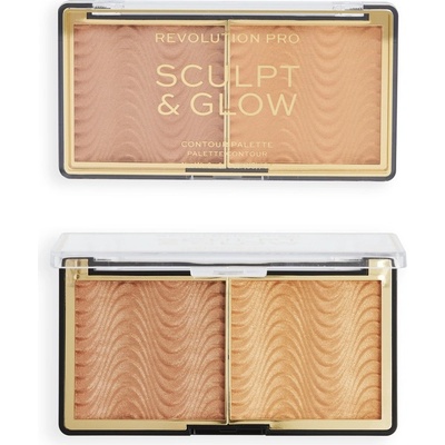 Revolution PRO Sculpt And Glow konturovací a rozjasňující paleta Medium-Deep 8 g