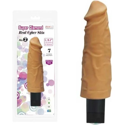 Пенис вибратор от кибер кожа, диамант в основата, 23см. - Real Diamond (CHARM00072)