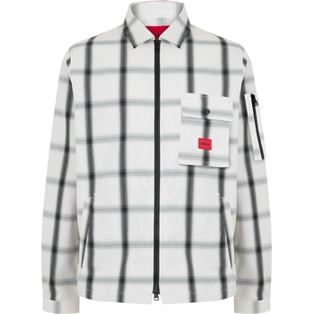 Image 1 of Hugo Риза с дълъг ръкав Hugo Men's Emmond Red Cotton Long Sleeve Zip Overshirt - White Check 121