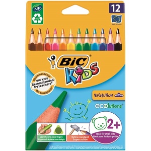 BIC Kids Evolution триъгълни цветни моливи, щадящи околната среда 12 бр. 8297356 (82973511)