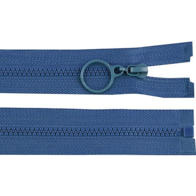 Kostěný zip No 3 délka 50 cm s kroužkem, malé, 220 modrá jeans tmavá