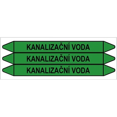Značení potrubí, kanalizační voda,3 ks, 355 × 37 mm PZ 009142