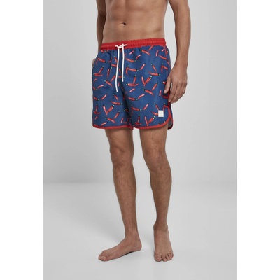 Urban Classics krátke nohavice Pattern Retro Swim Shorts pepperoni aop