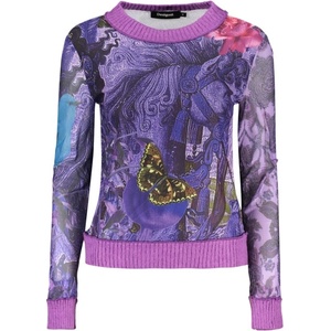 DESIGUAL Дамски пуловер desigual, Размер m, Цвят Лилаво (26wwtk60horse_vi3048)