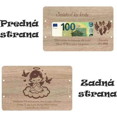 Dřevěná obálka na peníze pro holčičku - Svátost ke křtu