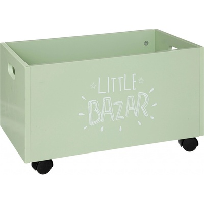 Atmosphera for Kids drevený box na kolieskach zelený 28x48x28 cm