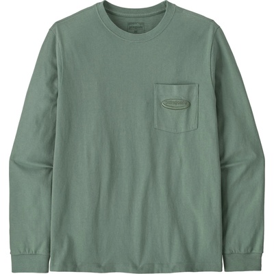 Patagonia Мъжка блуза с дълъг ръкав Patagonia L/S MW '95 Oval Logo Pocket Tee Longsleeve - Cover Green - размер XL (217-0790-0115)