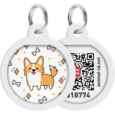 Waudog Identifikačná známka QR kosť Corgi 1 kus