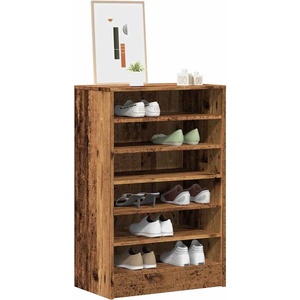 vidaXL Шкаф за обувки 60 x 35 x 92 cm Старо дърво (856702)