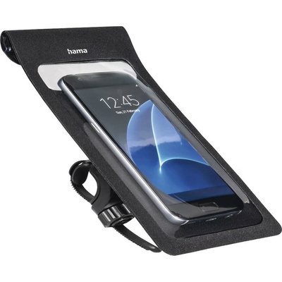 Hama Калъф за телефон Hama 210573, за велосипед, за смартфони с ширина до 8 см и височина до 16 см, синтетичен, водоустойчив, черен (HAMA-210573)