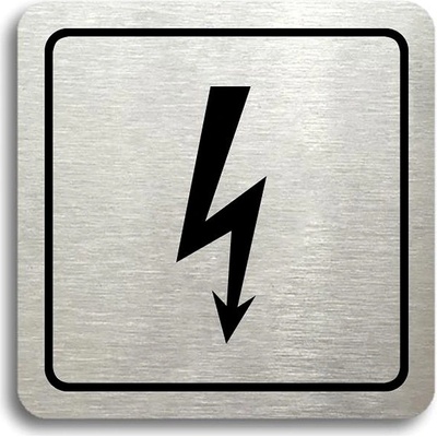Accept Piktogram „elektrické zařízení" (80 × 80 mm) (strieborná tabuľka – čierna tlač)