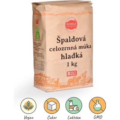 Biomila Špaldová celozrnná múka hladká bio 1kg