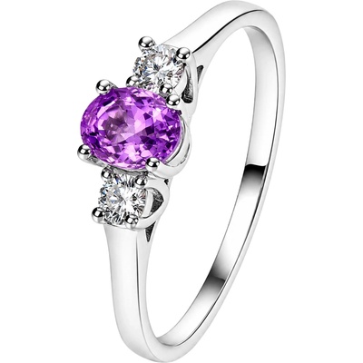 Zlaton Prsten bílé zlato kámen se safírem a diamanty N14012602086