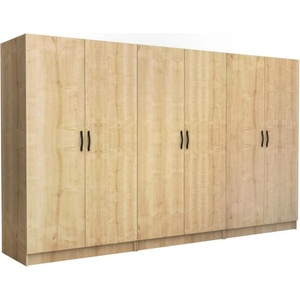 TopMebel Шесткрилен гардероб Victoria TopMebel от меламин в цвят дъб 300x60x181cm - topmebel - 944,00 лв