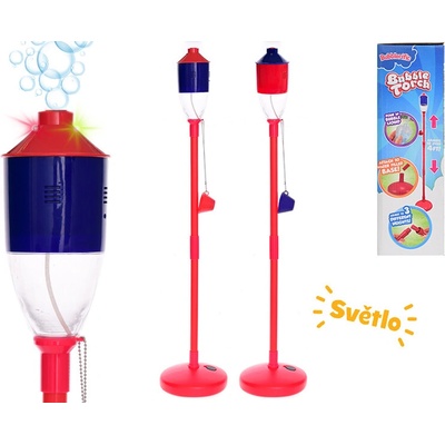 Bublifukovač lúč 132 cm na batérie so svetlom a náplňou 350 ml mix farieb modrá červená