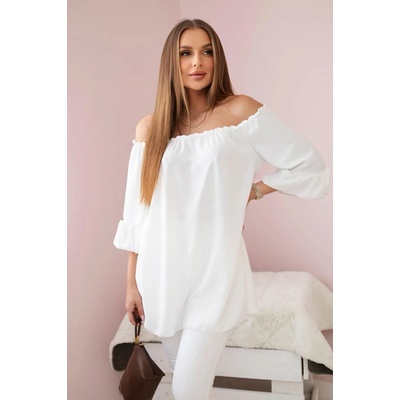Fashionweek španielska tunika s volánikmi na rukáve K22 biela