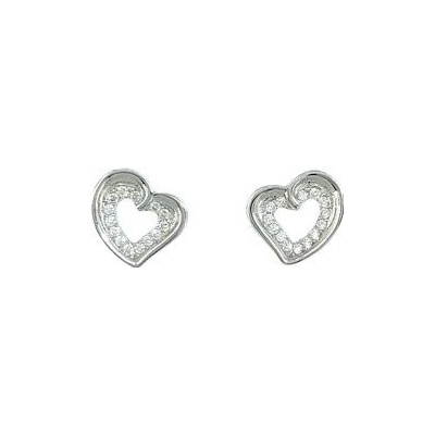 Infinitysilver stříbrné náušnice zirkonová srdíčka L436579b