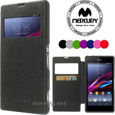 Sony Xperia Z2 Window Wallet Кожен Калъф + Скрийн Протектор