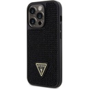 Pouzdro Guess Rhinestones Triangle Metal Logo iPhone 14 Pro černé