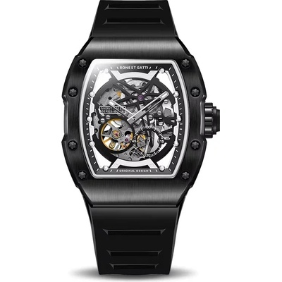 Bonest gatti Мъжки часовник Bonest Gatti Novarion, Автоматичен, Скелетон, Черен (BG9901-A4)