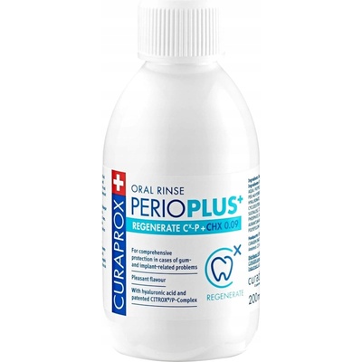 Curaprox Perio Plus+ REGENERATE CHX 0,09% s chlórhexidínu citroxom a kys. hyalurónovou 200 ml
