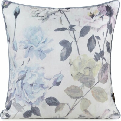 Takoy Zamatová VELVET 151 s potlačou pastelových kvetov a ozdobnou kontrastnou lemovkou-HF-468036 45 x 45 cm