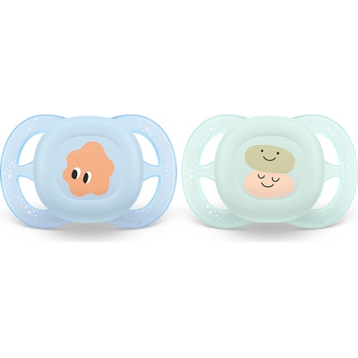 Philips Залъгалки Philips Avent - Ultra Start, усмивка и очички с кутия за стерилизиране, 0 - 2 m, 2 броя (00A.0624.001)