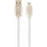 Gembird USB 2.0 A - USB 2.0 micro B M/M кабел за данни 2 м бял Премиум каучук CC-USB2R-AMmBM-2M-W (CC-USB2R-AMmBM-2M-W)