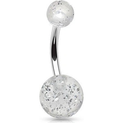 Šperky4U piercing do pupíku banánek se třpytkami BA01077-C