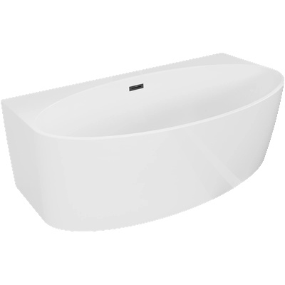 Mexen Bruna свободностояща вана за стена 150 x 82 cm, бял гланц, черен преливник - 52731508200-70 (52731508200-70)