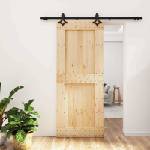 vidaXL Преплъзваща се врата 85 x 210 cm Естествено и черно (3445069)