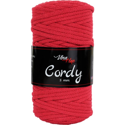 Vlna-hep Cordy 5mm - šňůra - bavlna Cordy 5mm: 8009 Červená