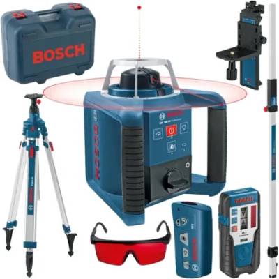 Bosch Комплект BOSCH ротационен лазер GRL 300 HV Professional + BT 170 статив + GR 240 лата + аксесоари (061599405U)