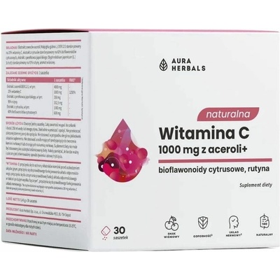 Aura Herbals Prírodný vitamín C 1000 mg z aceroly čerešňa 30 sáčkov